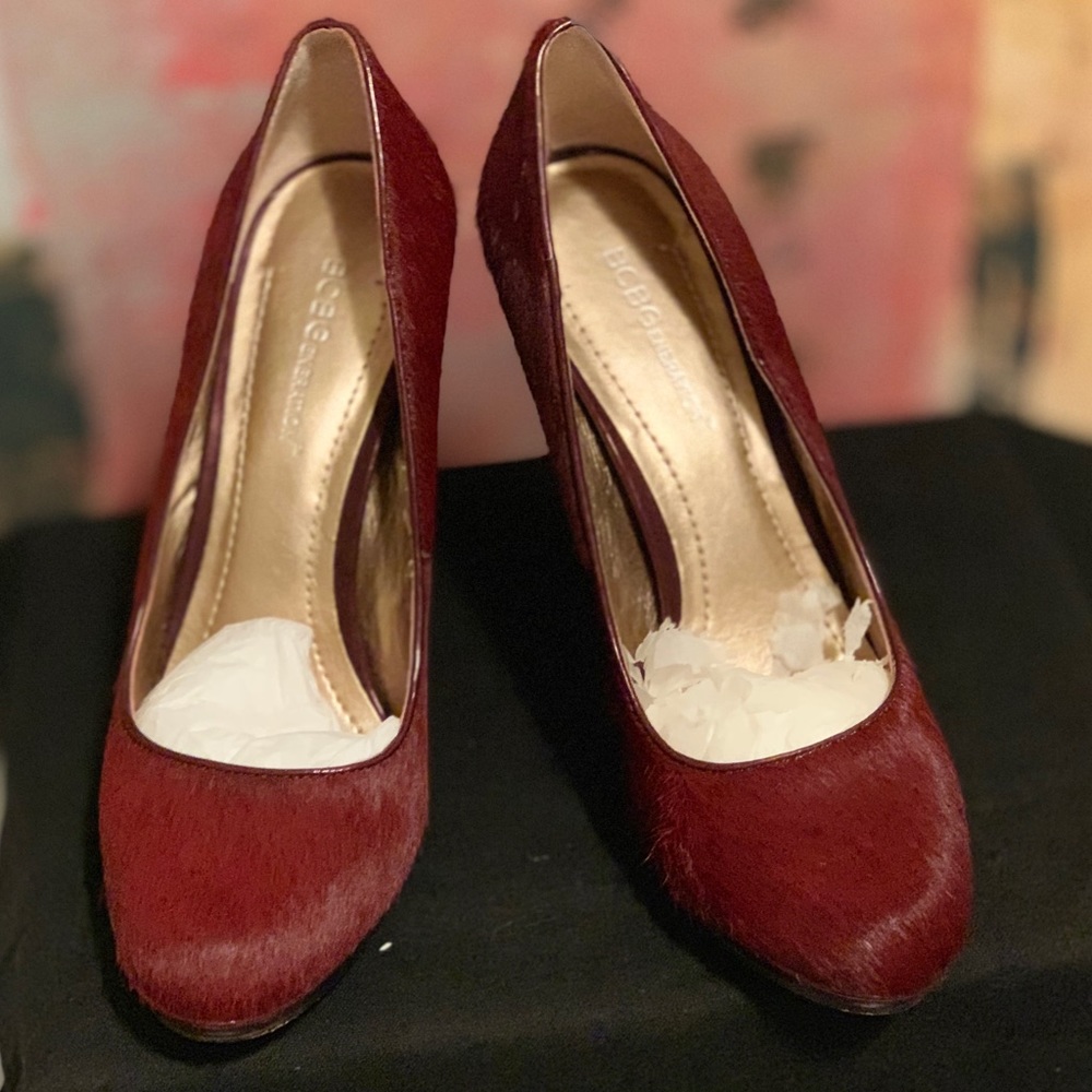 BCBGeneration Burgundy Pony Hair Pumps